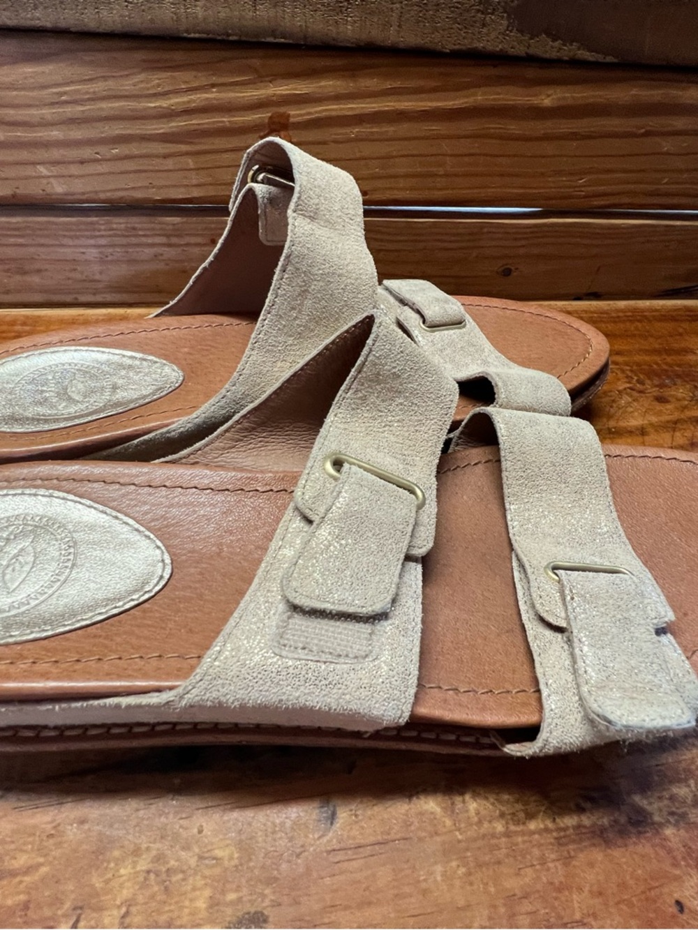 Nurture by Lamaze Gold Metallic Leather Double strap sandal